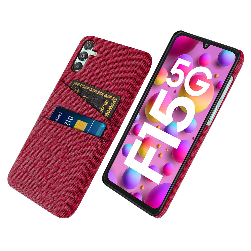 For Samsung Galaxy F15 5G / M15 5G Case Cloth+PC Cell Phone Basic Back Cover with 2 Card Slots For Samsung Galaxy F15 5G / M15 5G Case Cloth+PC Cell Phone Basic Back Cover with 2 Card Slots